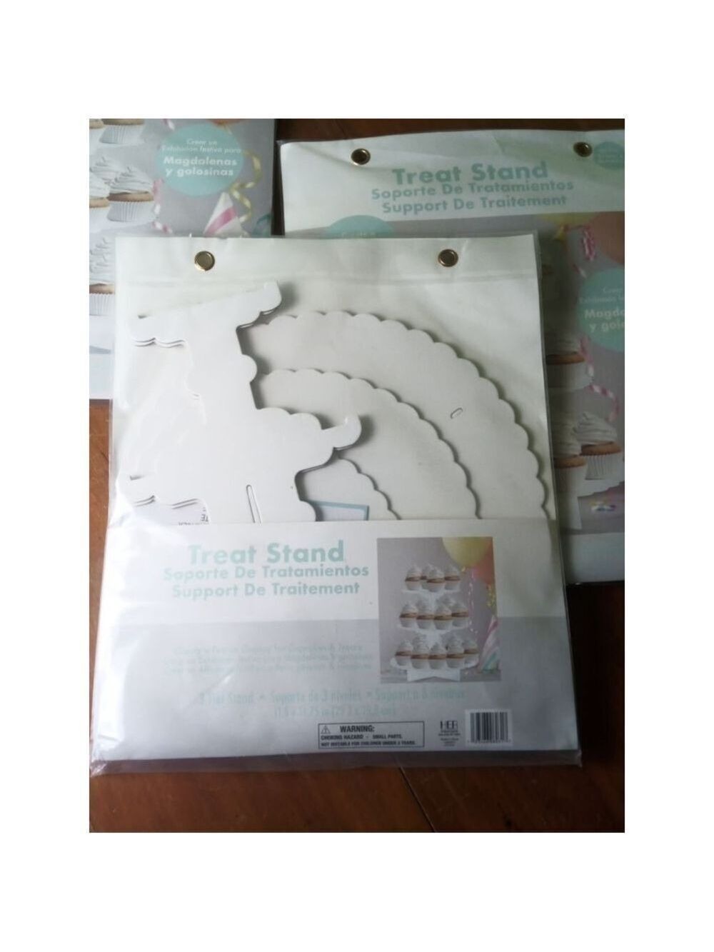 White 3 Tier Treat Stand, set of 3, 11.5" by 11.75" - Picture 4 of 4
